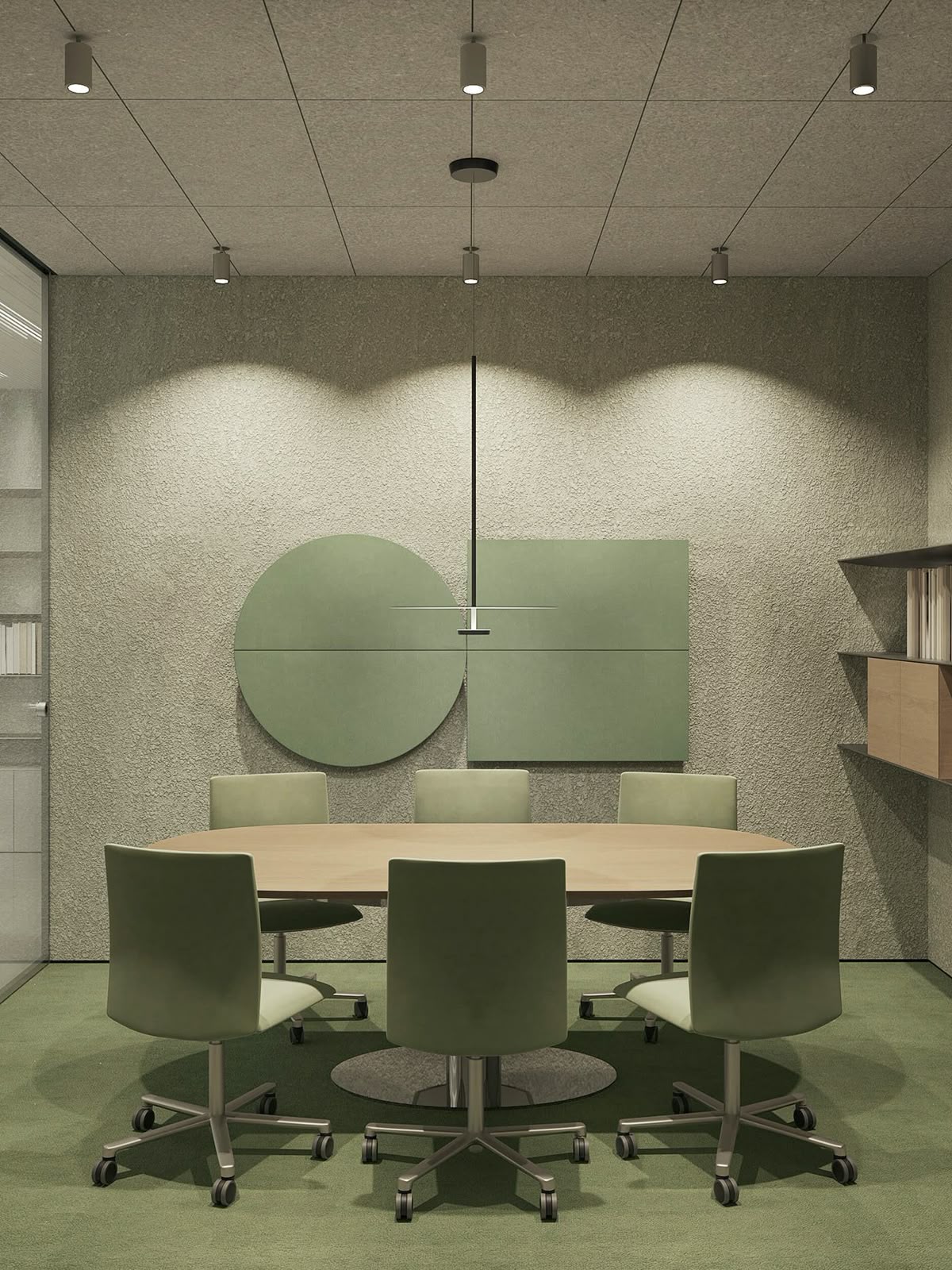 Acoustic Conference Suite with Concealed Ring LED Chandelier #39